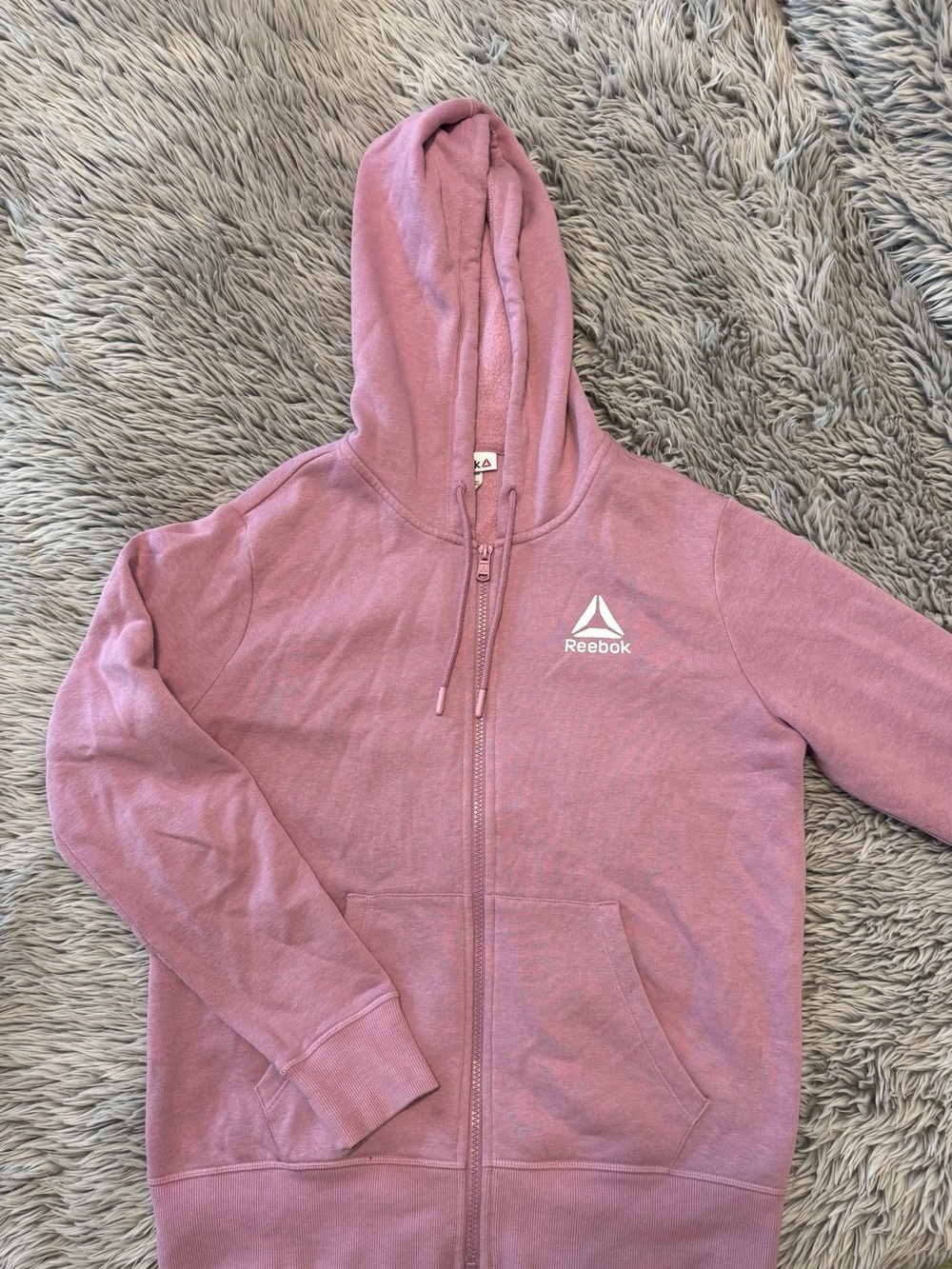 Reebok Pink Hooded Zip-Up Sweatshirt